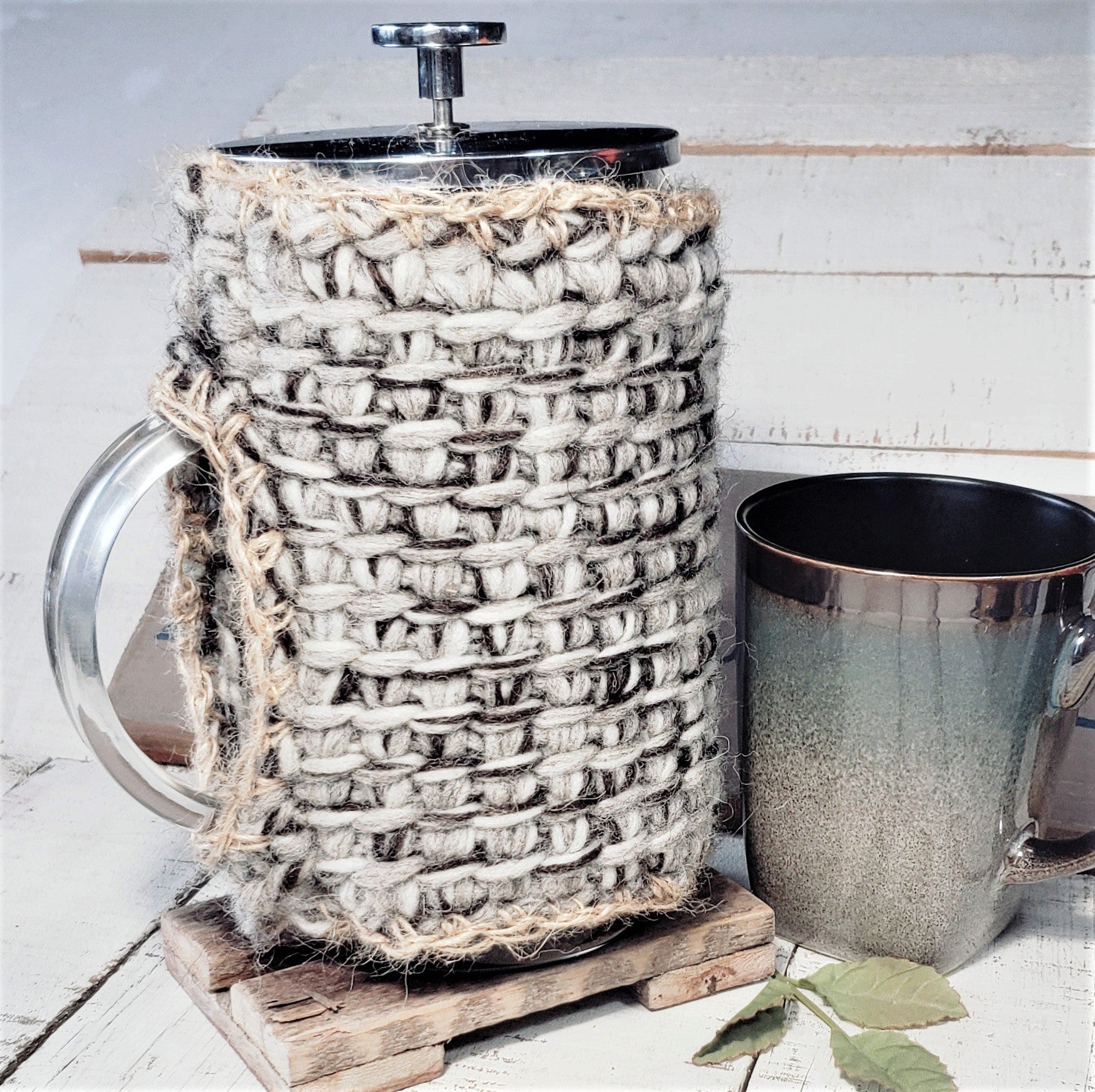French Press Cozy, Bean Blanket- Cafetiere, Bean Belt Cover- Mocha Brown
