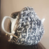 Teapot Cozy, Country Knit Farmhouse, Natural Wool, 4-6 Cup: Black &amp; White