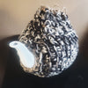 Teapot Cozy, Country Knit Farmhouse, Natural Wool, 4-6 Cup: Black &amp; White