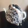 Teapot Cozy, Country Knit Farmhouse, Natural Wool, 4-6 Cup: Black &amp; White