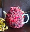 Teapot Cozy, Country Knit Farmhouse, Natural Wool, 4-6 Cup: Black with Pink