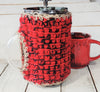 French Press Cozy, Cafetiere, Bean Blanket, Bean Belt Cover- Brick Red,