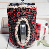 French Press Cozy, Cafetiere, Bean Blanket, Bean Belt Cover- Brick Red w Mocha