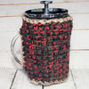 French Press Cozy, Cafetiere, Bean Blanket, Bean Belt Cover- Brick Red w Mocha