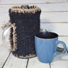 French Press Cozy, Cafetiere, Bean Blanket Belt Cover- Black Reversible