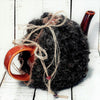 Teapot Cozy, Country Knit Farmhouse, Natural Wool, 4-6 Cup: Black