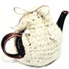 Teapot Cozy, Country Knit Farmhouse, Natural Wool, 4-6 Cup: Off-White