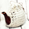 Teapot Cozy, Country Knit Farmhouse, Natural Wool, 4-6 Cup: Off-White