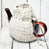 Teapot Cozy, Country Knit Farmhouse, Natural Wool, 4-6 Cup: Off-White