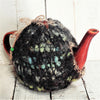 Teapot Cozy, Country Knit Farmhouse, Natural Wool, 4-6 Cup: Black with Teal