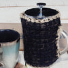 French Press Cozy, Cafetiere, Bean Blanket Belt Cover- Black Reversible